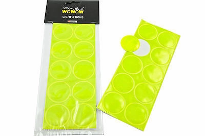 2 PACKS OF 10 REFLECTIVE HI VIZ CIRCULAR STICKER-DECALS HI SAFETY BIKES BAGS