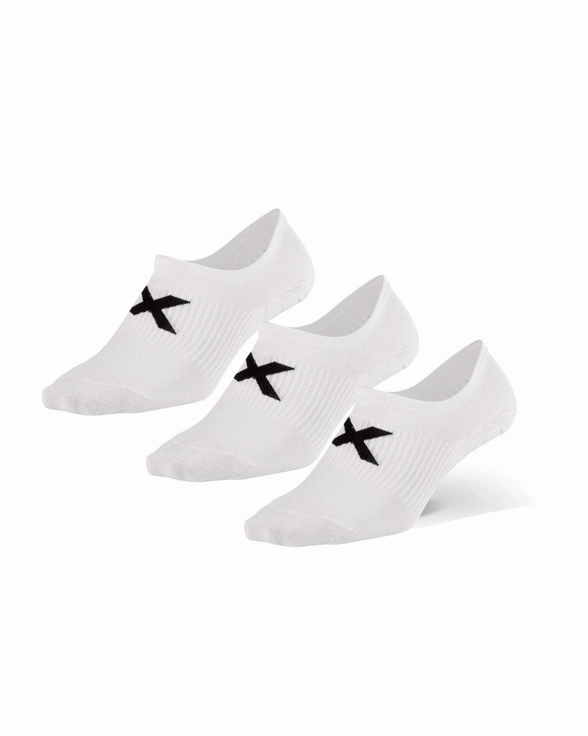 2XU Invisible Unisex Running Socks - Pack of 3 (White/Black)