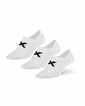 2XU Invisible Unisex Running Socks - Pack of 3 (White/Black)