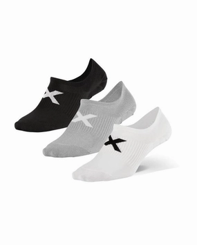 2XU Invsible Unisex Running Socks - Pack of 3 (Black/White/Grey)