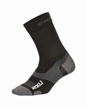 2XU Vectr Ultralight Crew Unisex Running Socks (Black/Titanium)