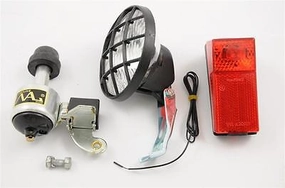 BICYCLE DYNAMO LIGHTING SET COMPLETE FRONT FORK MOUNTING RARE MODEL NOS