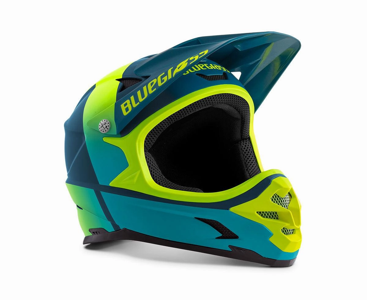 Bluegrass Intox MTB Cycling Helmet (Petrol Blue/Fluo Yellow/Matt)