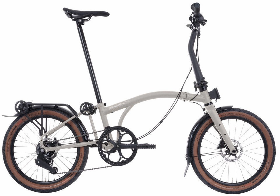 Brompton G Line with Rack Medium Folding Bike - Traildust White