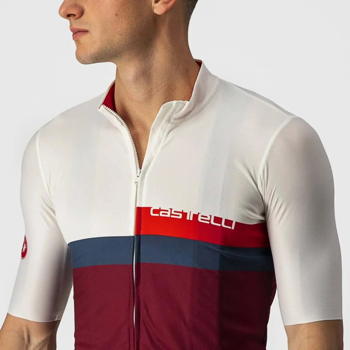 Castelli A Blocco Mens Cycling Jersey (Ivory/Red/Blue/Bordeaux)
