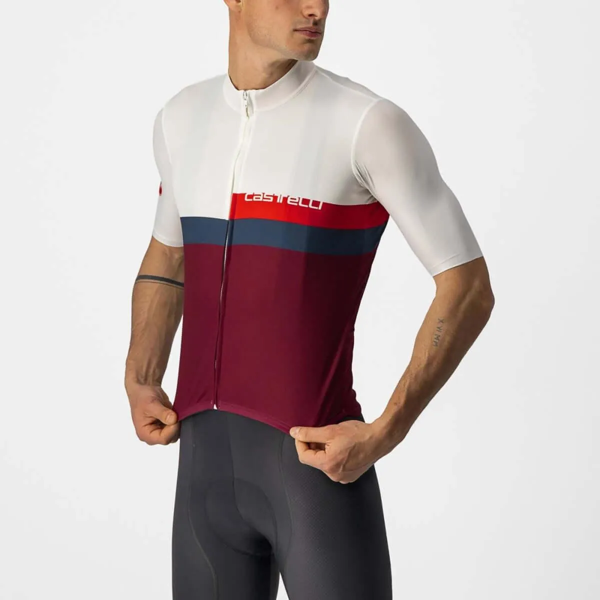 Castelli A Blocco Mens Cycling Jersey (Ivory/Red/Blue/Bordeaux)