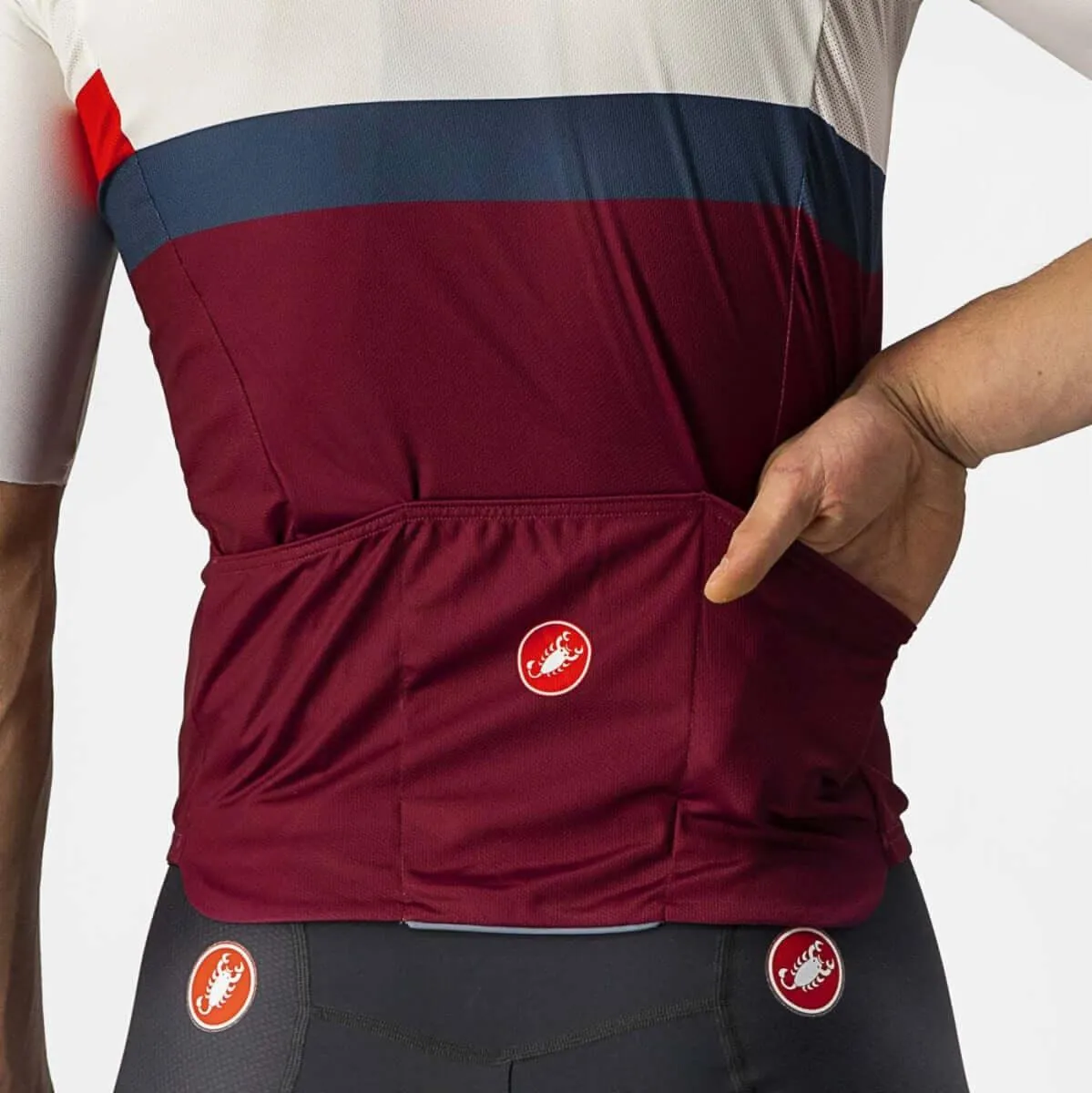 Castelli A Blocco Mens Cycling Jersey (Ivory/Red/Blue/Bordeaux)