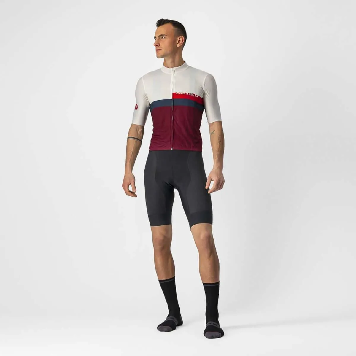 Castelli A Blocco Mens Cycling Jersey (Ivory/Red/Blue/Bordeaux)