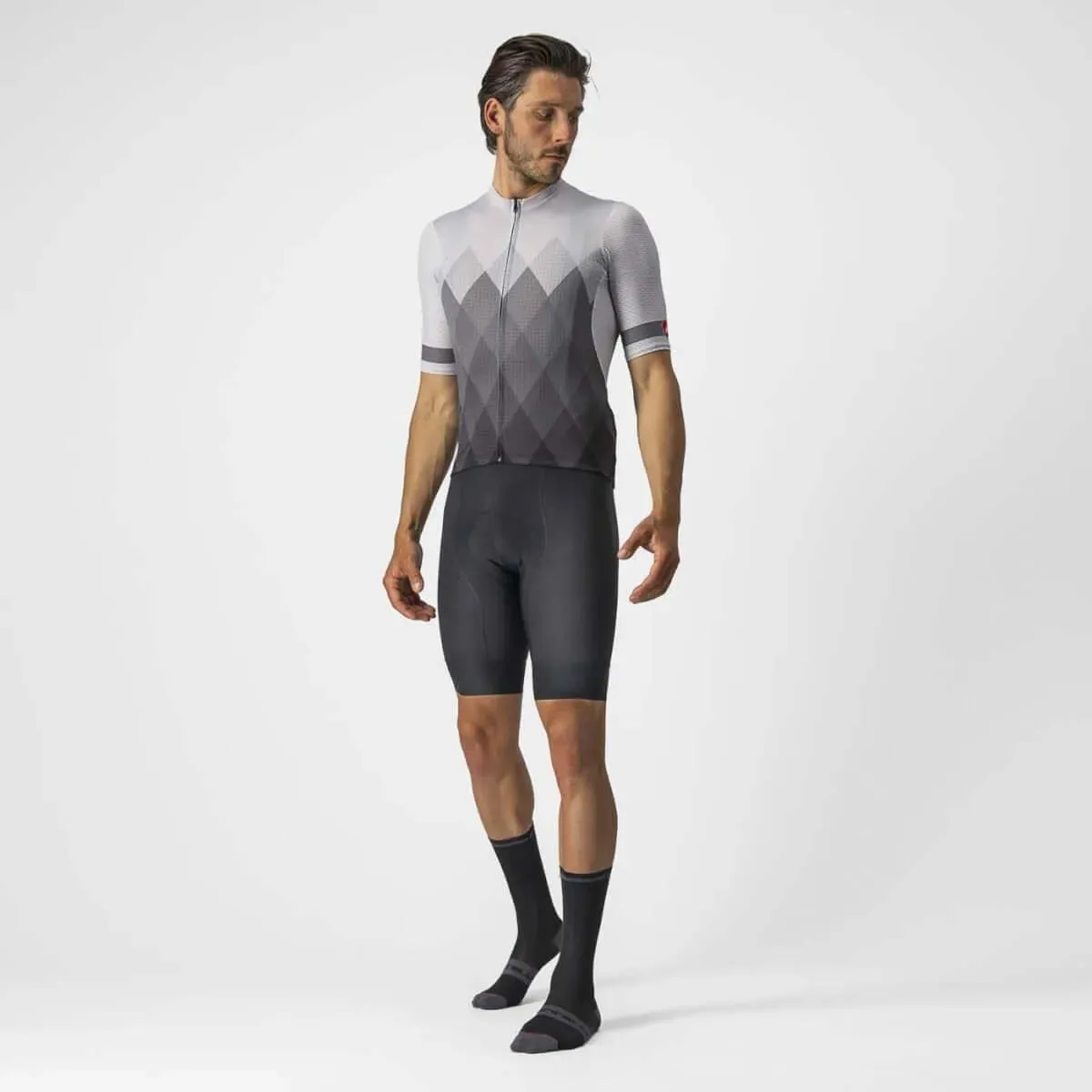 Castelli A Tutta Mens Cycling Jersey (Silver Gray/Dark-Gray)