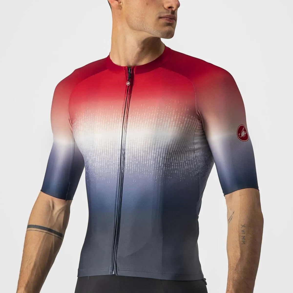Castelli Aero Race 6.0 Mens Cycling Jersey (Savile Blue/Pro Red)