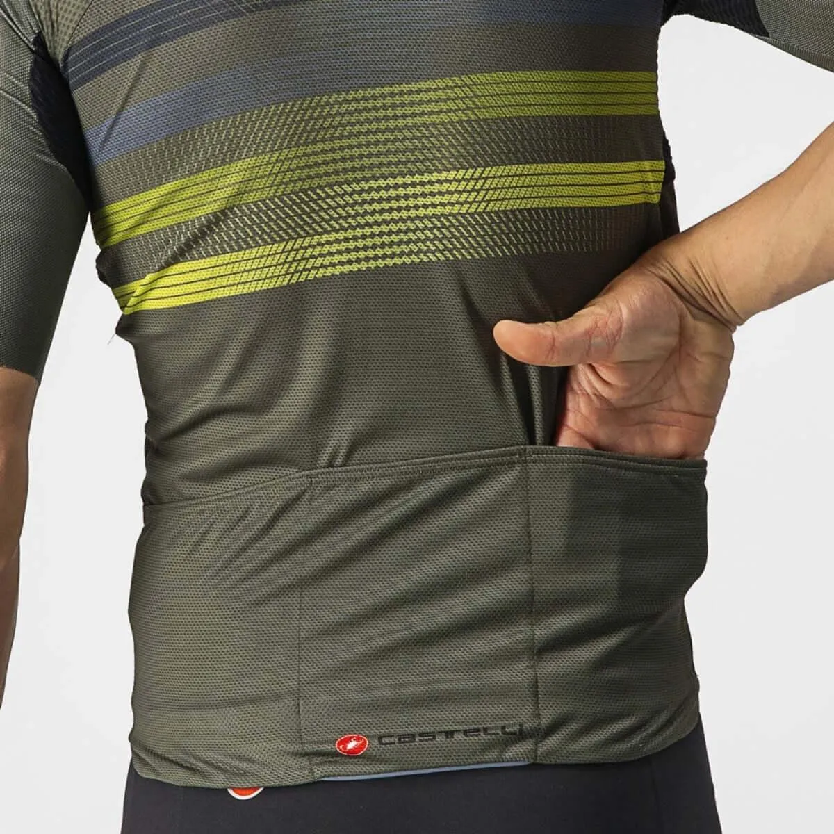 Castelli Endurance Pro Mens Cycling Jersey (Military Green/Blue/Sulphur)