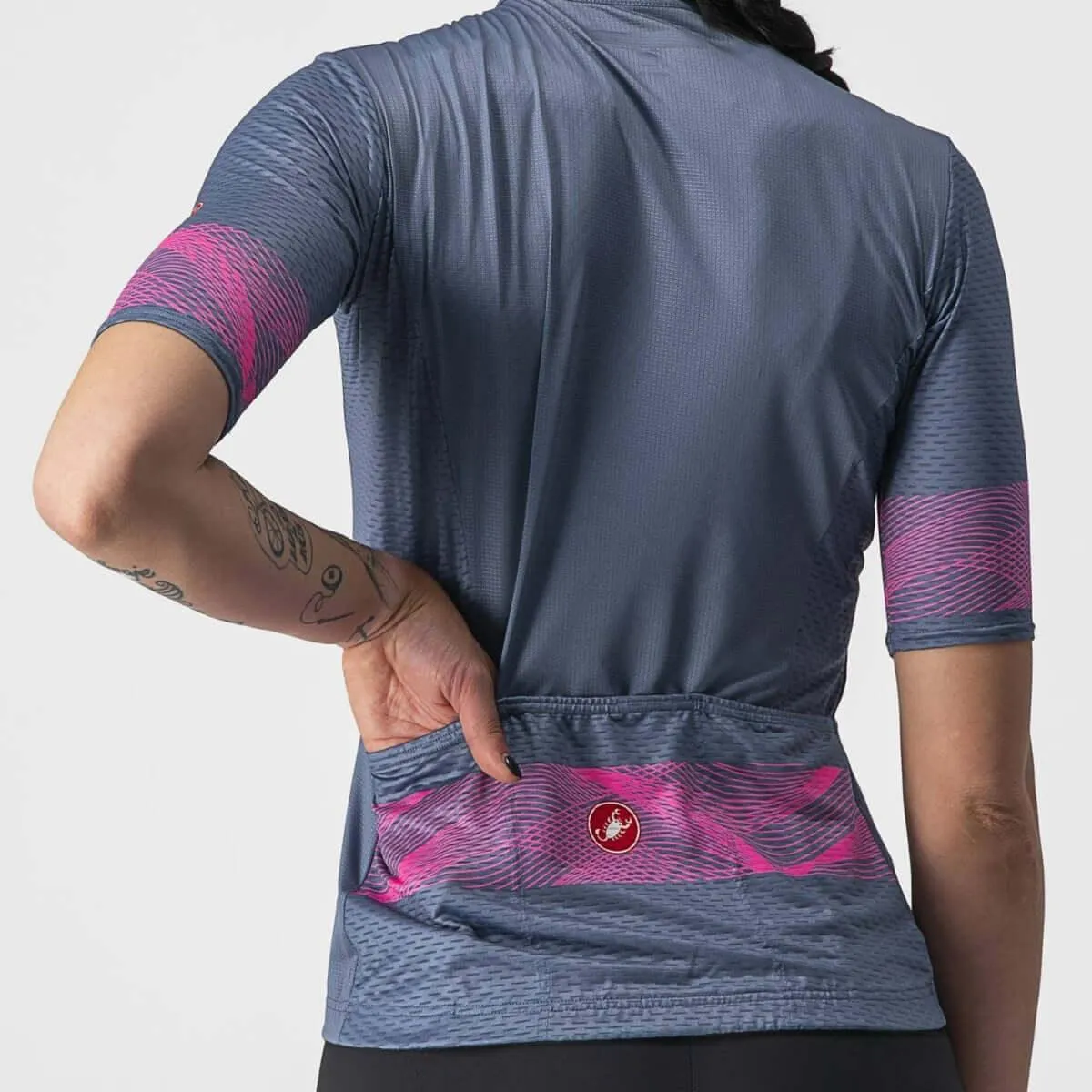 Castelli Fenice Women's Cycling Jersey (Light Steel Blue/Pink Fluo)