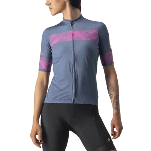 Castelli Fenice Women's Cycling Jersey (Light Steel Blue/Pink Fluo)