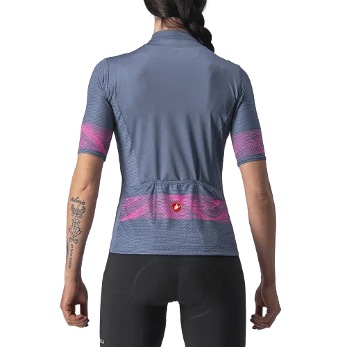 Castelli Fenice Women's Cycling Jersey (Light Steel Blue/Pink Fluo)