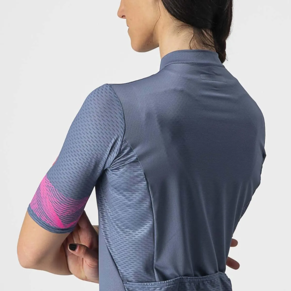 Castelli Fenice Women's Cycling Jersey (Light Steel Blue/Pink Fluo)