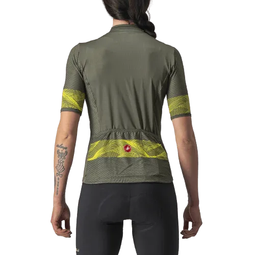 Castelli Fenice Women's Cycling Jersey (Military Green/Sulphur)