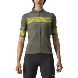 Castelli Fenice Women's Cycling Jersey (Military Green/Sulphur)