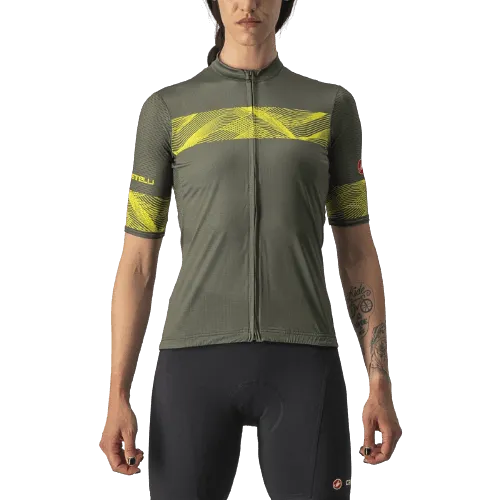 Castelli Fenice Women's Cycling Jersey (Military Green/Sulphur)
