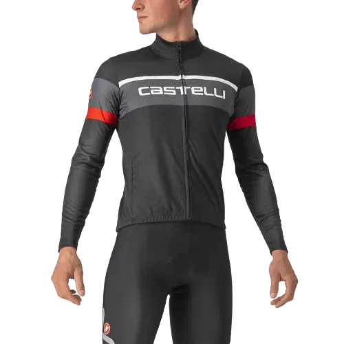 Castelli Passista Mens Cycling Jersey (Light Black/Dark Gray-Red)