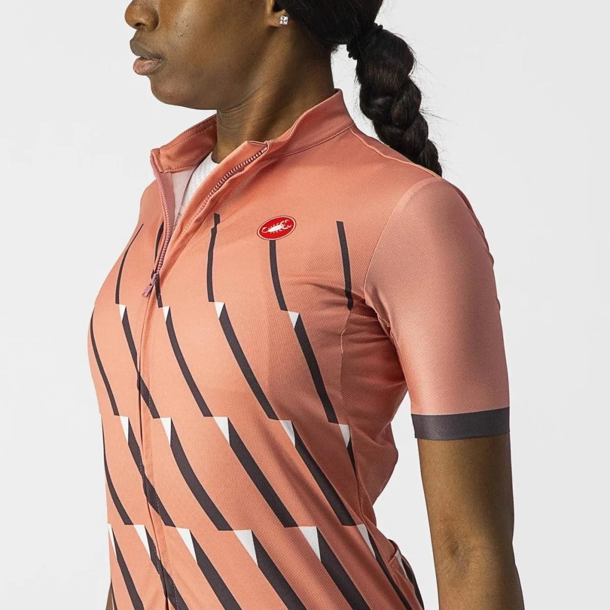 Castelli Pendio Women's Cycling Jersey (Blush/Dark Gray-White)