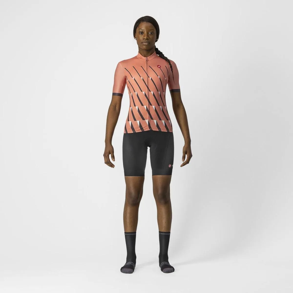 Castelli Pendio Women's Cycling Jersey (Blush/Dark Gray-White)