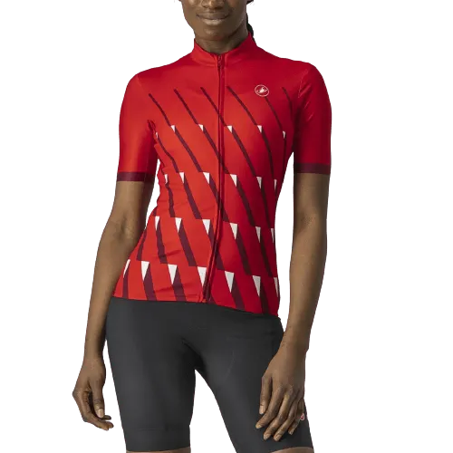 Castelli Pendio Women's Cycling Jersey (Red/Bordeaux White)