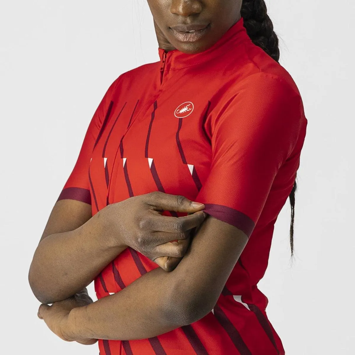 Castelli Pendio Women's Cycling Jersey (Red/Bordeaux White)