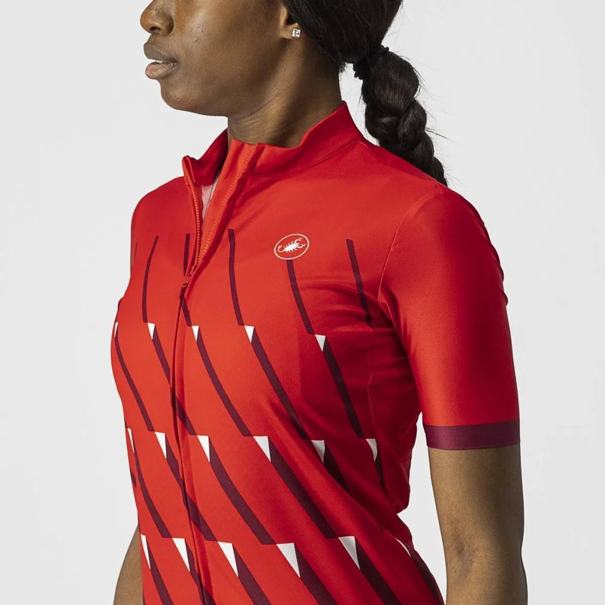Castelli Pendio Women's Cycling Jersey (Red/Bordeaux White)