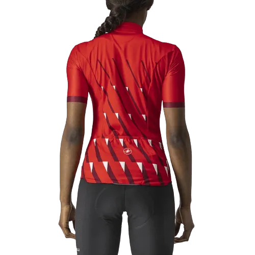 Castelli Pendio Women's Cycling Jersey (Red/Bordeaux White)