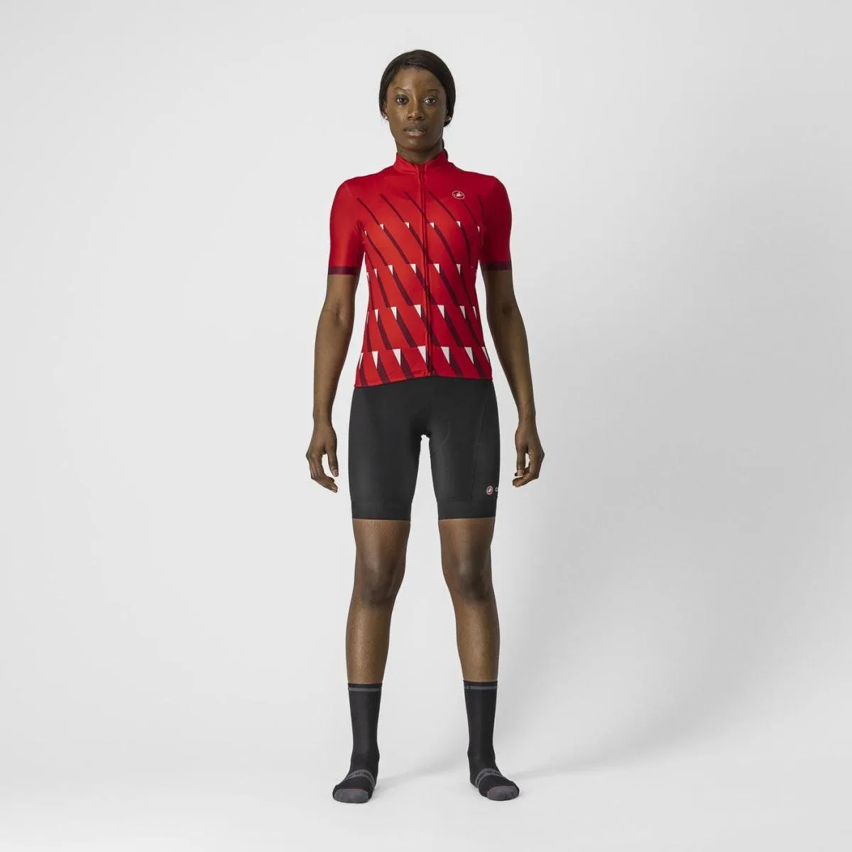 Castelli Pendio Women's Cycling Jersey (Red/Bordeaux White)