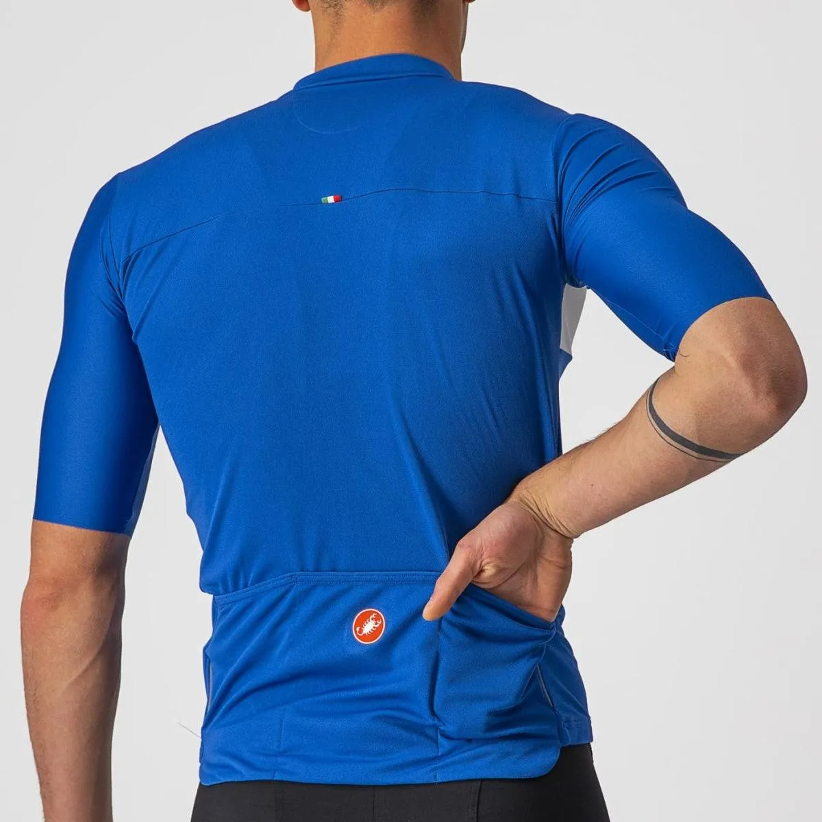 Castelli Prologo 7 Mens Cycling Jersey (Azzurro Italia/Ivory Savile BL)