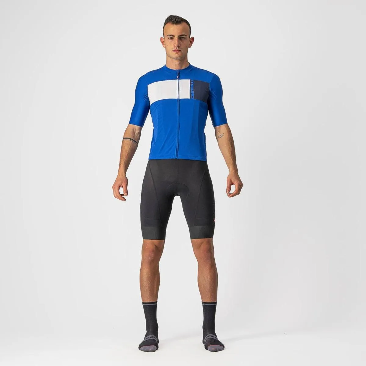 Castelli Prologo 7 Mens Cycling Jersey (Azzurro Italia/Ivory Savile BL)