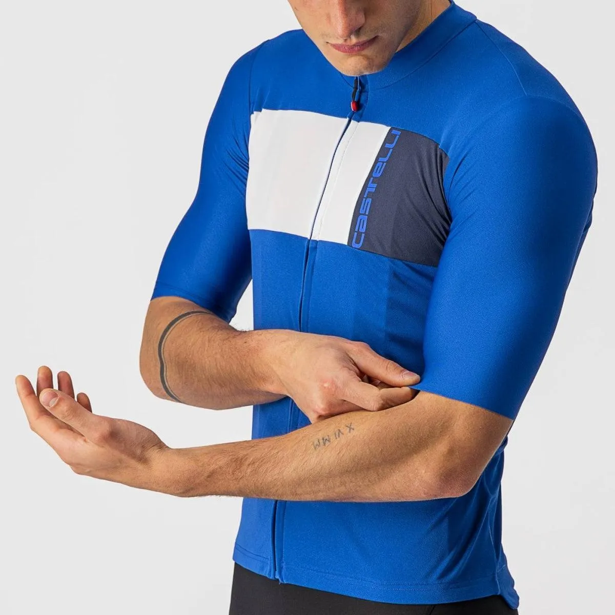 Castelli Prologo 7 Mens Cycling Jersey (Azzurro Italia/Ivory Savile BL)