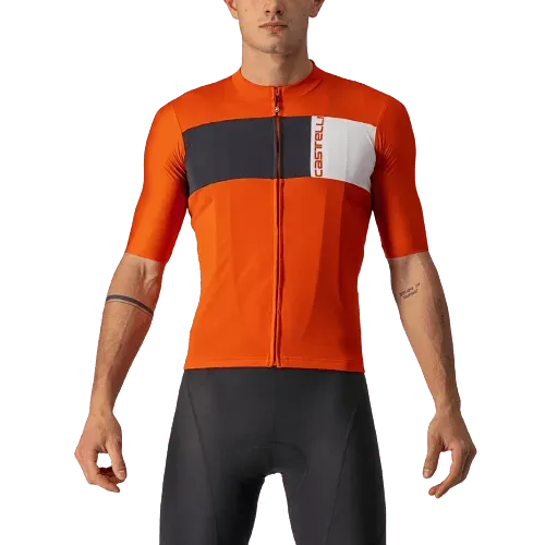 Castelli Prologo 7 Mens Cycling Jersey (Fiery Red/Light-Black/Ivory)