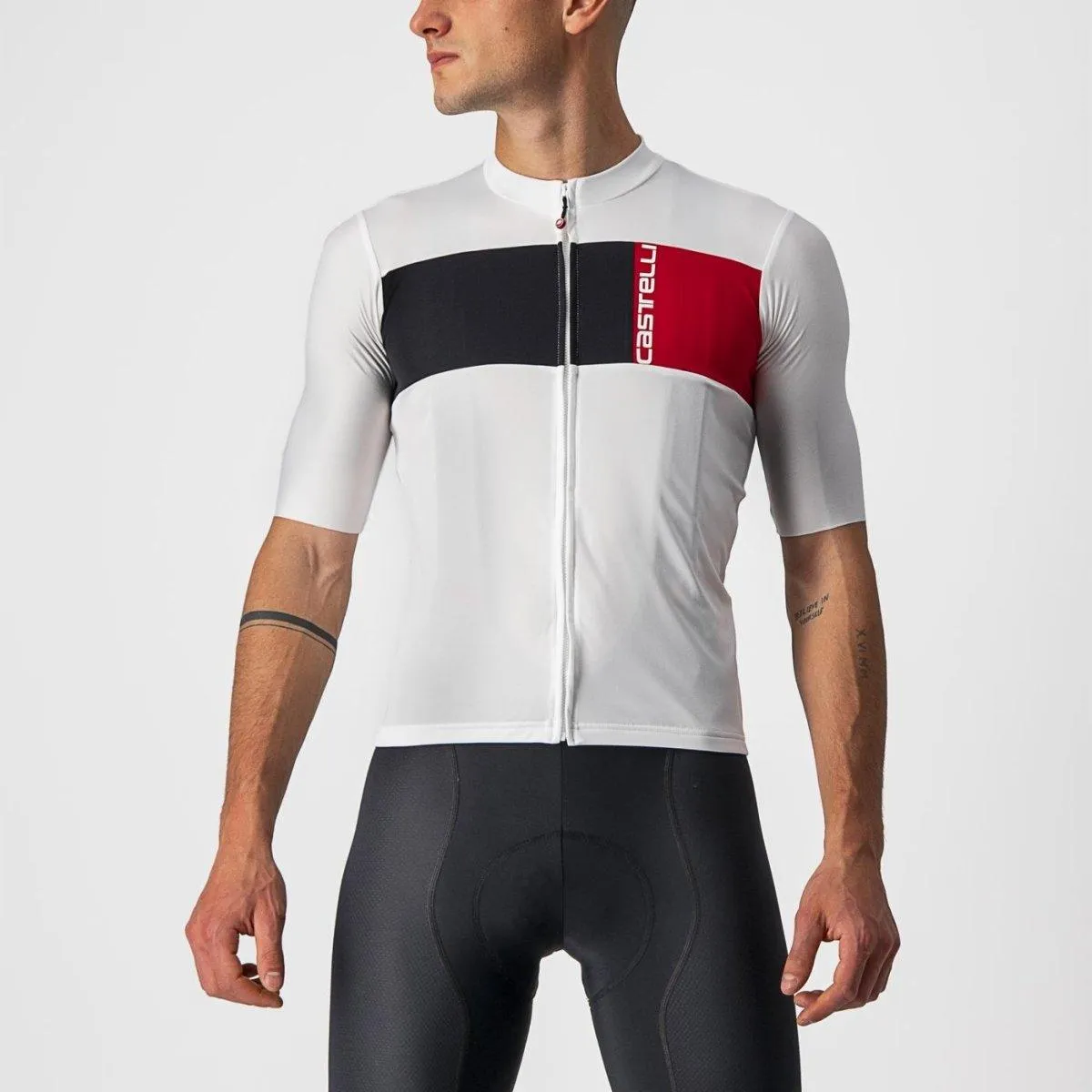 Castelli Prologo 7 Mens Cycling Jersey (Ivory/Light Black/Red)