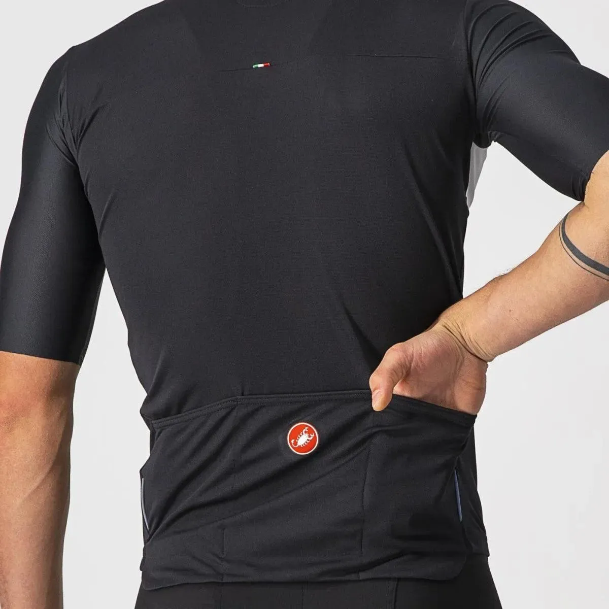 Castelli Prologo 7 Men's Cycling Jersey (Light Black-Silver-Gray-Ivory)