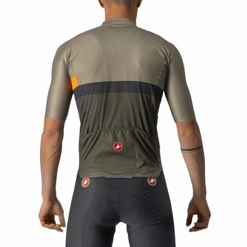 Castelli A Blocco Mens Cycling Jersey (Bark Green/Pop Orange/Dark Gray)