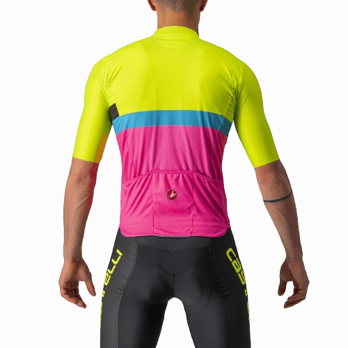 Castelli A Blocco Mens Cycling Jersey (Electric Lime/Black Blue Magenta Fluo)