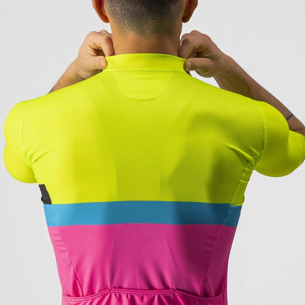 Castelli A Blocco Mens Cycling Jersey (Electric Lime/Black Blue Magenta Fluo)