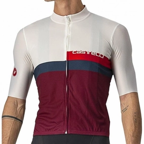 Castelli A Blocco Mens Cycling Jersey (Ivory/Red/Blue/Bordeaux)