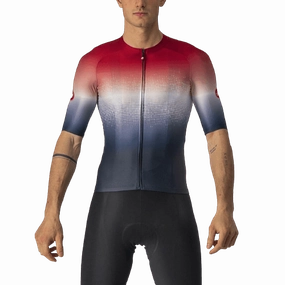 Castelli Aero Race 6.0 Mens Cycling Jersey (Savile Blue/Pro Red)