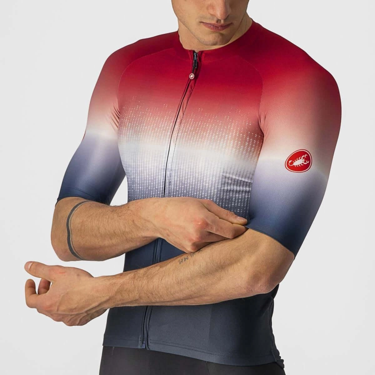 Castelli Aero Race 6.0 Mens Cycling Jersey (Savile Blue/Pro Red)