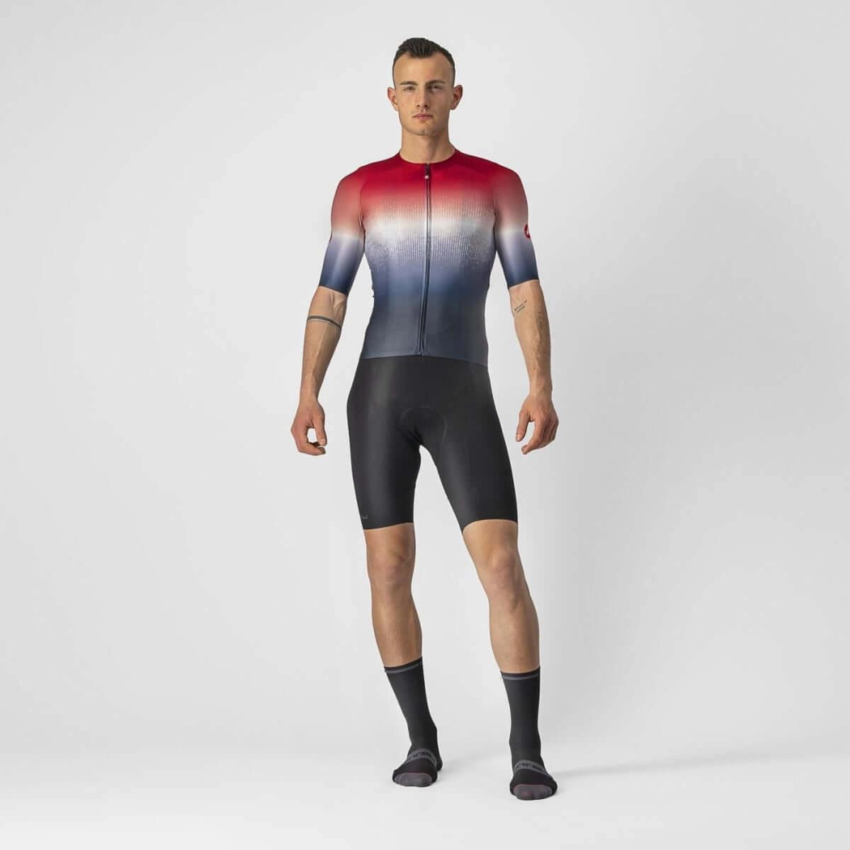 Castelli Aero Race 6.0 Mens Cycling Jersey (Savile Blue/Pro Red)