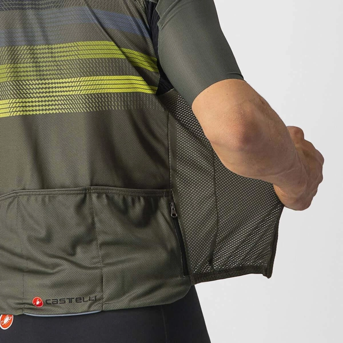Castelli Endurance Pro Mens Cycling Jersey (Military Green/Blue/Sulphur)