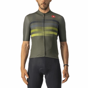 Castelli Endurance Pro Mens Cycling Jersey (Military Green/Blue/Sulphur)