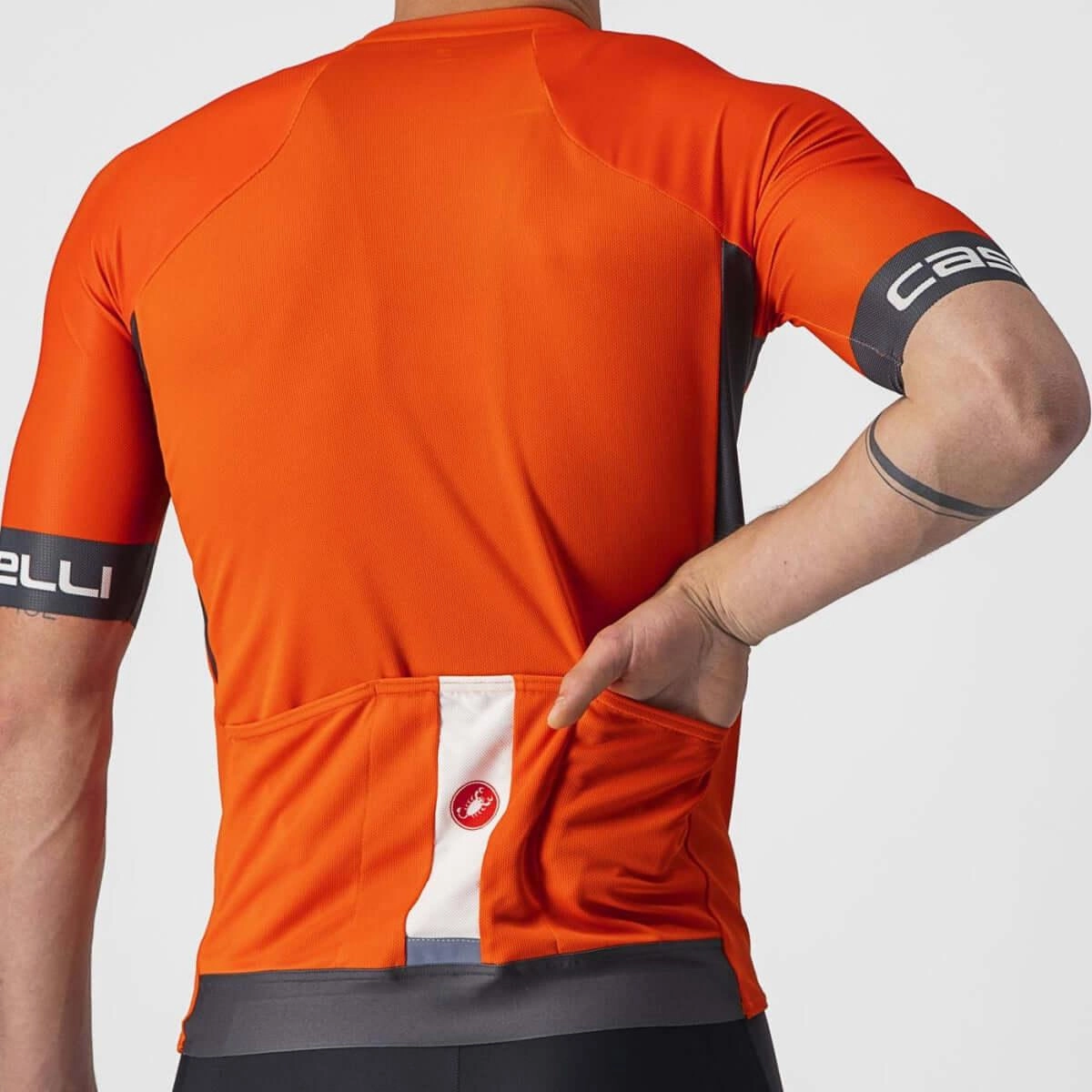 Castelli Entrata VI Mens Cycling Jersey (Fiery Red/Dark Gray/Ivory)