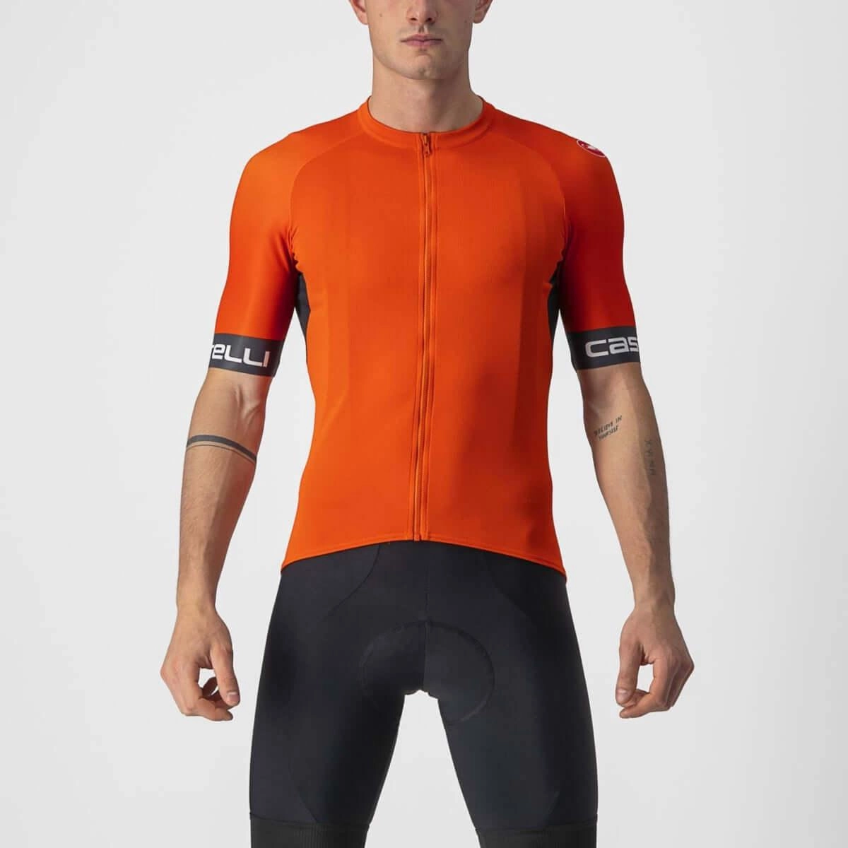 Castelli Entrata VI Mens Cycling Jersey (Fiery Red/Dark Gray/Ivory)
