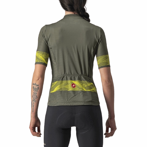 Castelli Fenice Women's Cycling Jersey (Military Green/Sulphur)