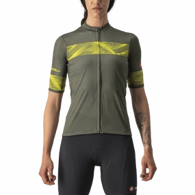 Castelli Fenice Women's Cycling Jersey (Military Green/Sulphur)