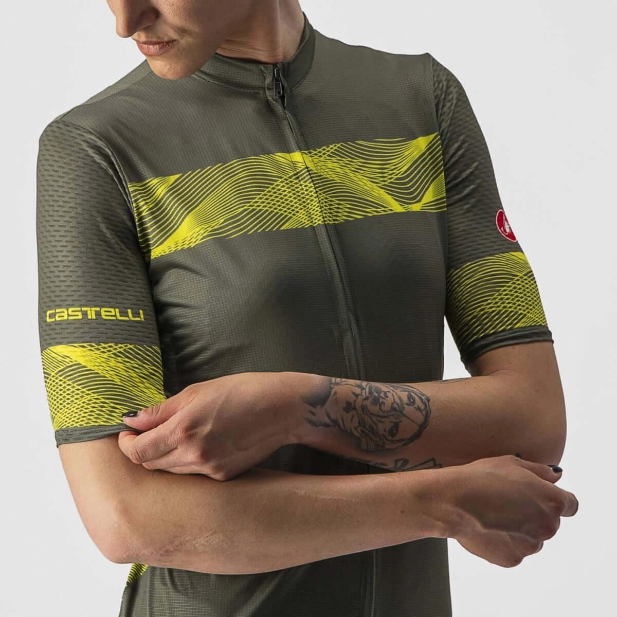 Castelli Fenice Women's Cycling Jersey (Military Green/Sulphur)